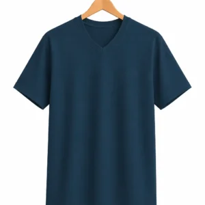 Plain Navy Blue V Neck T shirt